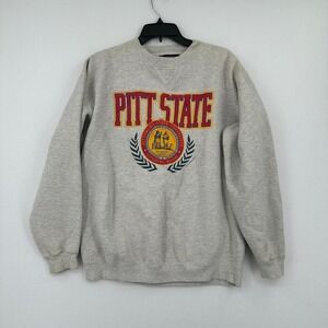 VINTAGE Pitt State Soffe Made In USA 1992 Heather Gray Crew Sweatshirt Size L